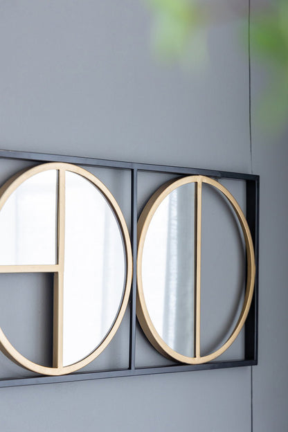 47.2" Eclectic Styling Metal Beaded Black Wall Mirror with Contemporary Design for Bedroom,Liveroom & Entryway - Groovy Boardz