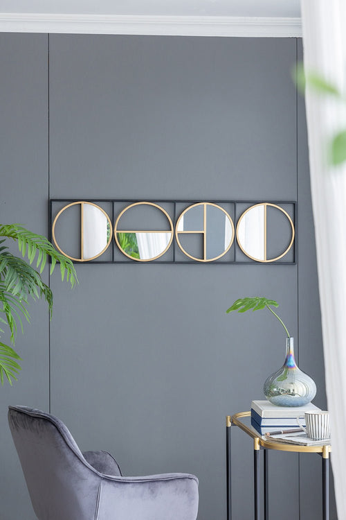 47.2" Eclectic Styling Metal Beaded Black Wall Mirror with Contemporary Design for Bedroom,Liveroom & Entryway - Groovy Boardz