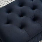 47.24''W Velvet Storage Ottoman with Gold Embroidery, Black.
