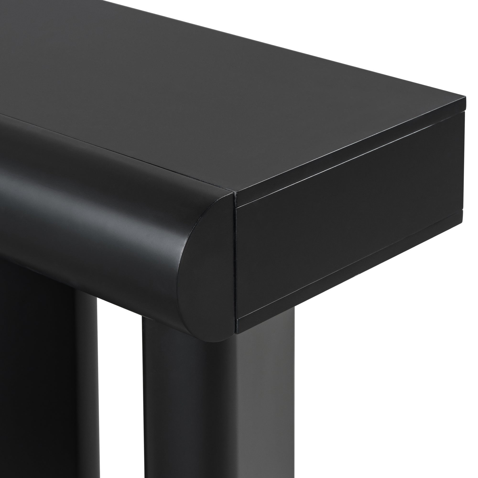 U_Style 47.6' Modern Painted Entryway Table with 2 Curved Drawers,Space-Saving Hallway Table with Geometric Legs,Contemporary Narrow Sofa Table for Living Room,Bedroom,Small Apartments, Foyer(Black)