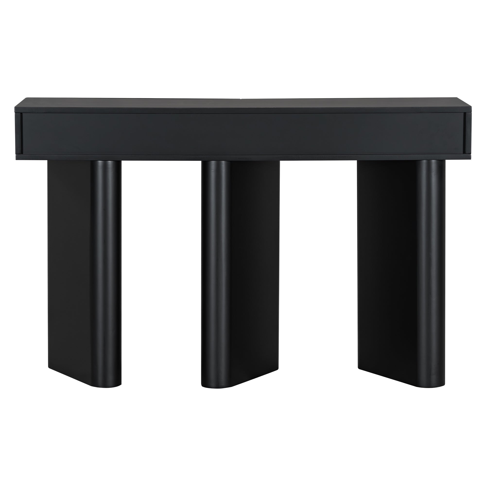 U_Style 47.6' Modern Painted Entryway Table with 2 Curved Drawers,Space-Saving Hallway Table with Geometric Legs,Contemporary Narrow Sofa Table for Living Room,Bedroom,Small Apartments, Foyer(Black)