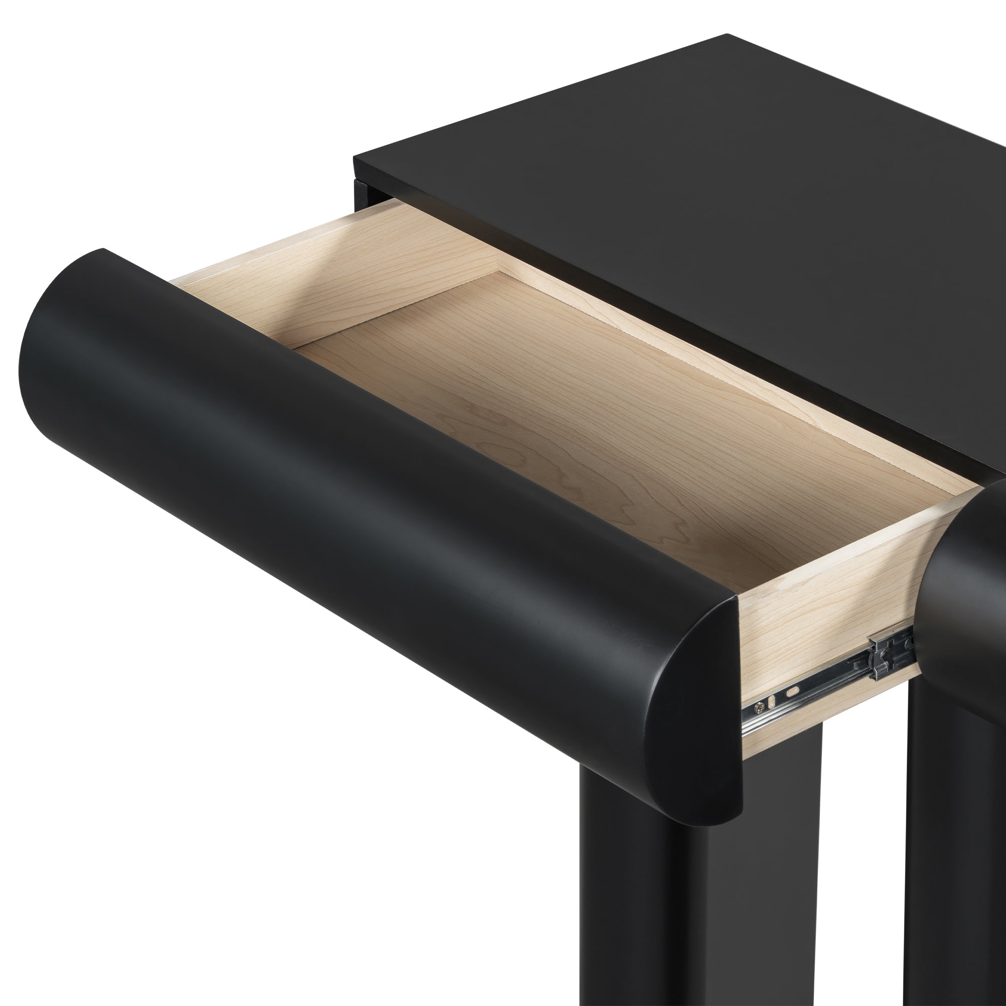 U_Style 47.6' Modern Painted Entryway Table with 2 Curved Drawers,Space-Saving Hallway Table with Geometric Legs,Contemporary Narrow Sofa Table for Living Room,Bedroom,Small Apartments, Foyer(Black)