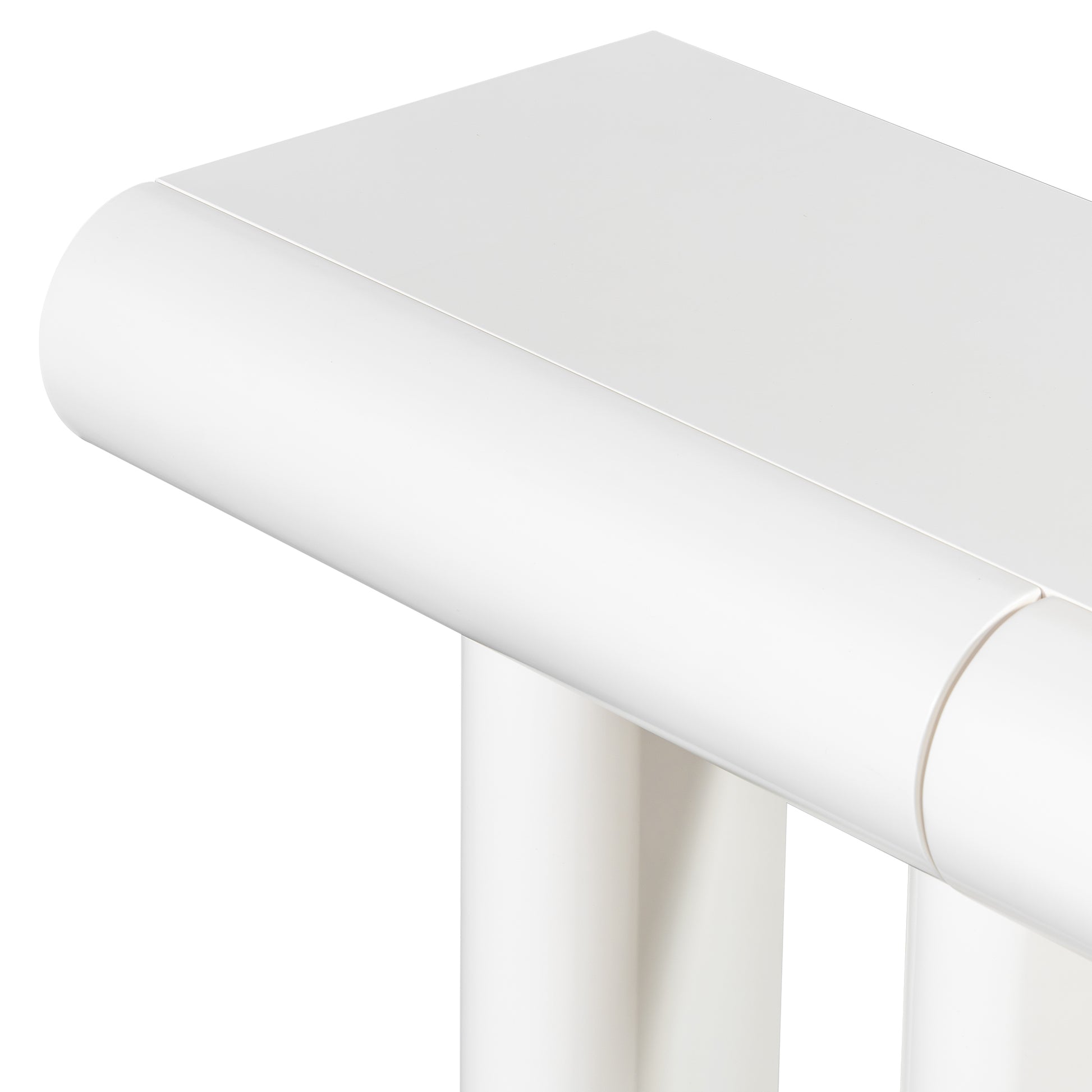 U_Style 47.6' Modern Painted Entryway Table with 2 Curved Drawers,Space-Saving Hallway Table with Geometric Legs,Contemporary Narrow Sofa Table for Living Room,Bedroom,Small Apartments, Foyer(White)