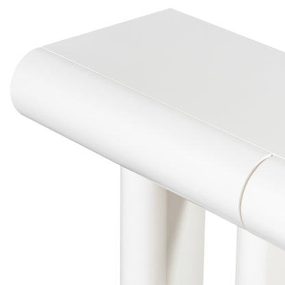 U_Style 47.6' Modern Painted Entryway Table with 2 Curved Drawers,Space-Saving Hallway Table with Geometric Legs,Contemporary Narrow Sofa Table for Living Room,Bedroom,Small Apartments, Foyer(White)