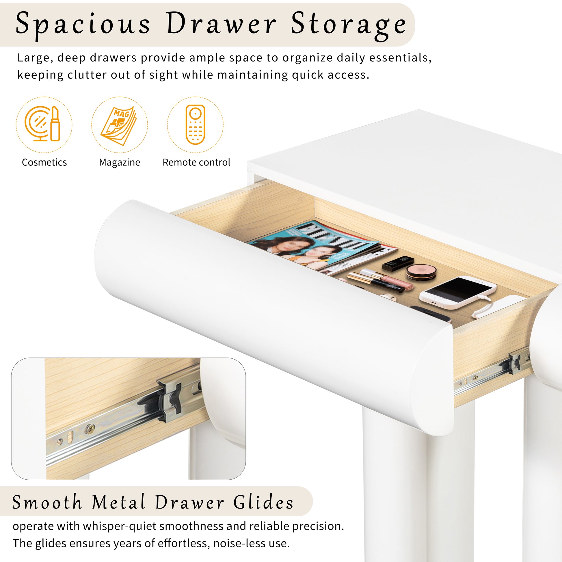 U_Style 47.6' Modern Painted Entryway Table with 2 Curved Drawers,Space-Saving Hallway Table with Geometric Legs,Contemporary Narrow Sofa Table for Living Room,Bedroom,Small Apartments, Foyer(White)