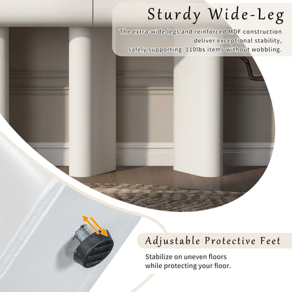 U_Style 47.6' Modern Painted Entryway Table with 2 Curved Drawers,Space-Saving Hallway Table with Geometric Legs,Contemporary Narrow Sofa Table for Living Room,Bedroom,Small Apartments, Foyer(White)