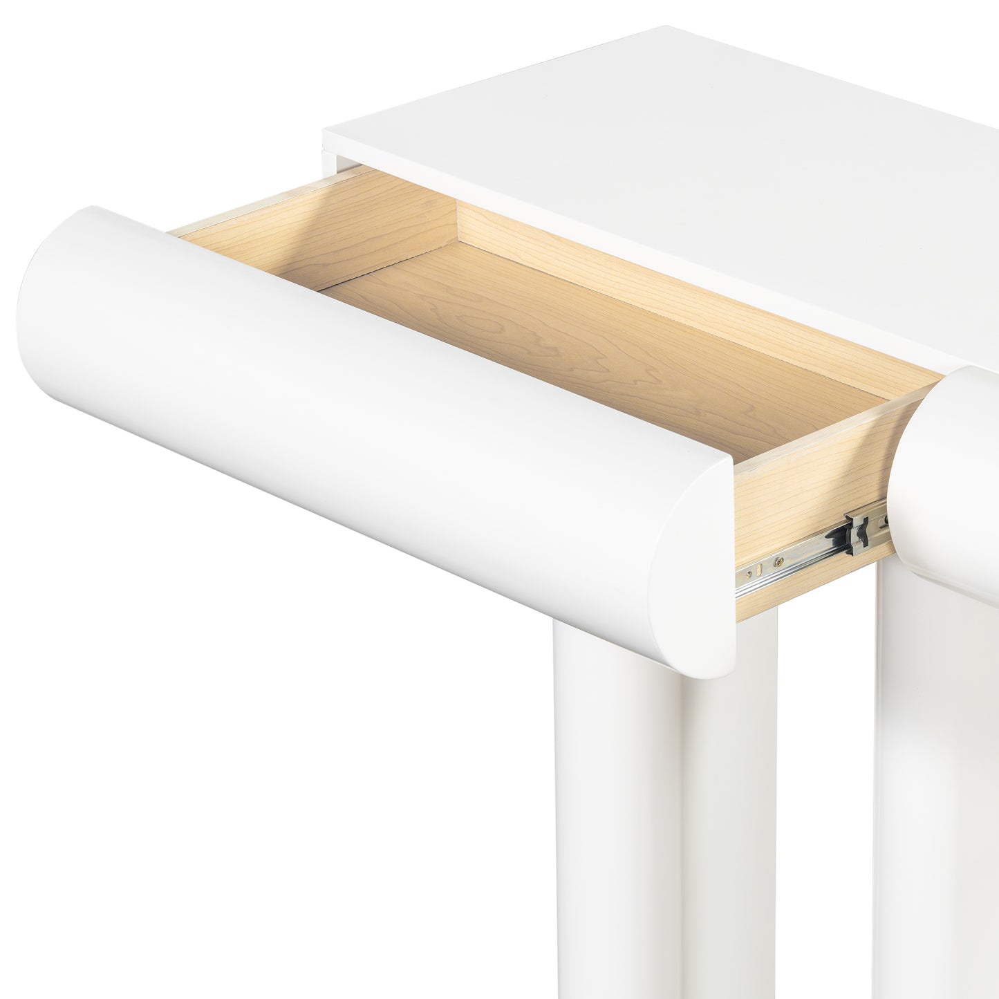 U_Style 47.6' Modern Painted Entryway Table with 2 Curved Drawers,Space-Saving Hallway Table with Geometric Legs,Contemporary Narrow Sofa Table for Living Room,Bedroom,Small Apartments, Foyer(White)