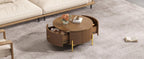 Modern Round Coffee Table with Storage Drawers.