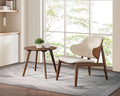 Mid-Century Modern Wingback Chair with Walnut Side Table.