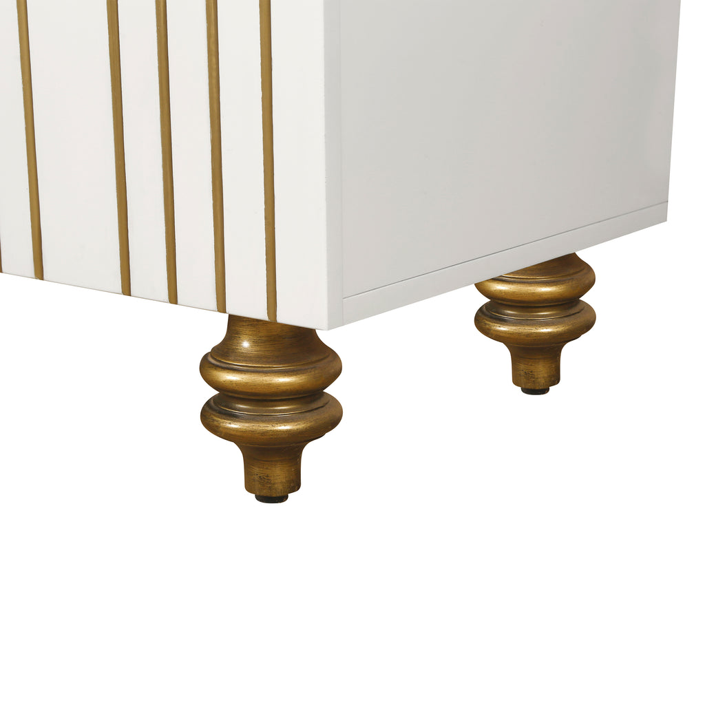 Modern Fluted Sideboard Buffet with Storage, Curve Element, 4 Doors with Adjustable Shelves, White