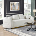 Luxurious 92-Inch White Sherpa Fabric Sofa with Gold Accent Base