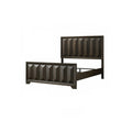 Espresso Queen Size Bed with Vertical Faceted Design.