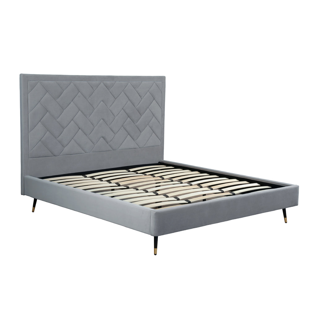 Crosby Upholstered Velvet King Bed in Gray