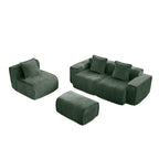 Modular Velvet Sectional Sofa with Ottoman - No Assembly.