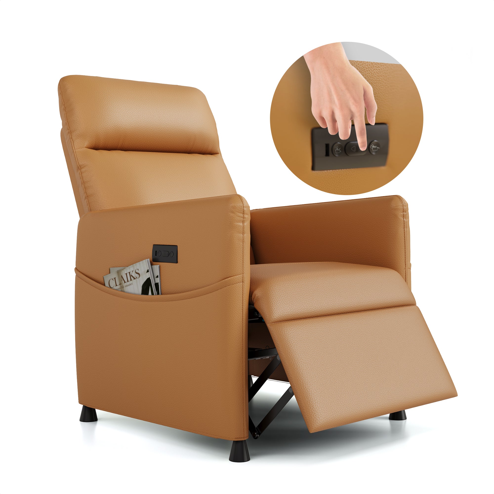 Brown Leather Electric Recliner Chair for Adults - Power Lift Recliner with Footrest & Padded Seat, Space-Saving Design for Living Room & Home Theater