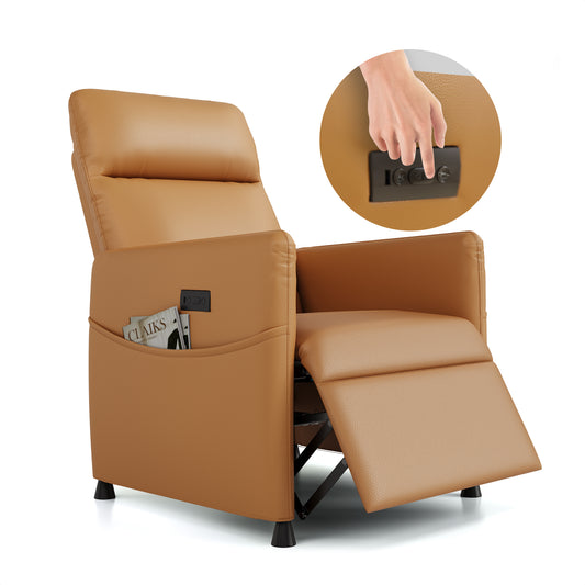 Brown Leather Electric Recliner Chair for Adults - Power Lift Recliner with Footrest & Padded Seat, Space-Saving Design for Living Room & Home Theater