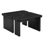 47x24 Inch Black Wood L-Shaped Farmhouse Coffee Table.