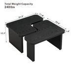 47x24 Inch Black Wood L-Shaped Farmhouse Coffee Table.