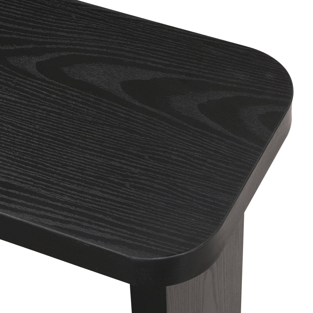 47x24 Inch Black Wood L-Shaped Farmhouse Coffee Table.