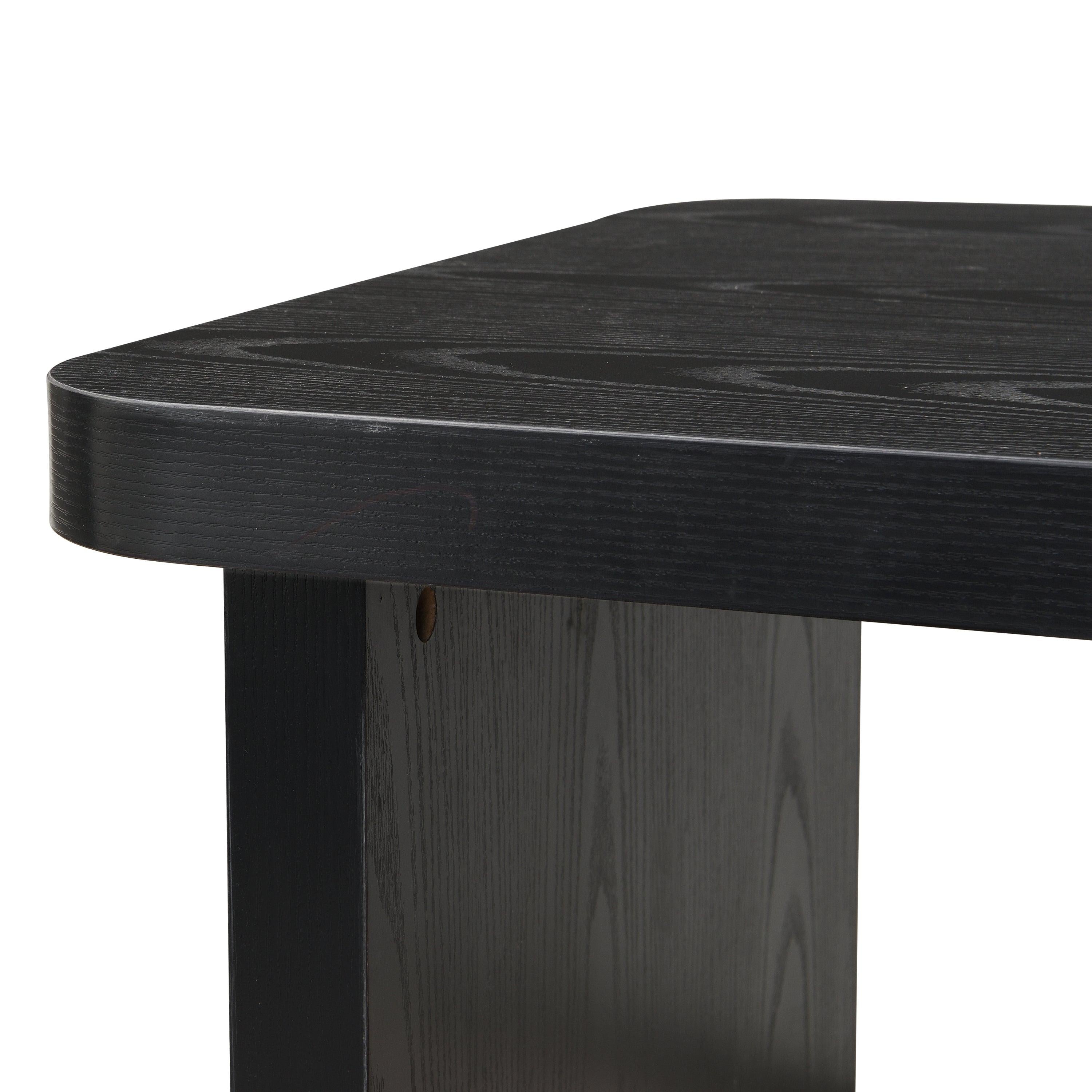 47x24 Inch Black Wood L-Shaped Farmhouse Coffee Table.