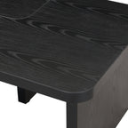 47x24 Inch Black Wood L-Shaped Farmhouse Coffee Table.