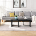 47x24 Inch Black Wood L-Shaped Farmhouse Coffee Table.