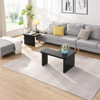47x24 Inch Black Wood L-Shaped Farmhouse Coffee Table.
