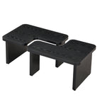47x24 Inch Black Wood L-Shaped Farmhouse Coffee Table.