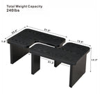 47x24 Inch Black Wood L-Shaped Farmhouse Coffee Table.
