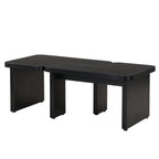 47x24 Inch Black Wood L-Shaped Farmhouse Coffee Table.