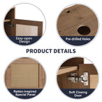 48' Bathroom Vanity with Black Ceramic Art Sink, 4-Soft Close Door, Float Mounting Design, Plywood (KD-Packing)