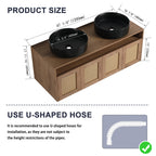 48' Bathroom Vanity with Black Ceramic Art Sink, 4-Soft Close Door, Float Mounting Design, Plywood (KD-Packing)