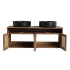 48' Bathroom Vanity with Black Ceramic Art Sink, 4-Soft Close Door, Float Mounting Design, Plywood (KD-Packing)