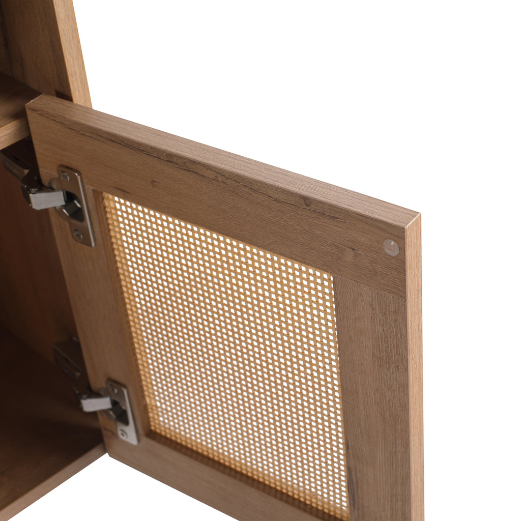 48' Bathroom Vanity with Black Ceramic Art Sink, 4-Soft Close Door, Float Mounting Design, Plywood (KD-Packing)