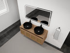 48' Bathroom Vanity with Black Ceramic Art Sink, 4-Soft Close Door, Float Mounting Design, Plywood (KD-Packing)