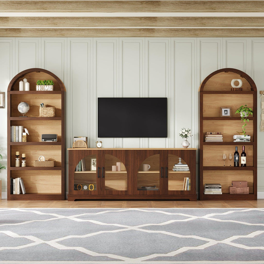 3-Piece Retro TV Stand Set with Bookshelf for TVs.