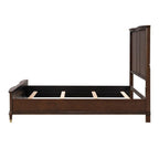 Queen Size Dark Cherry Bed Frame with Gold-Capped Legs.