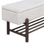 TREXM Farmhouse Upholstered Storage Bench with Hidden Compartment, Modern Entryway Bench for Living Room, Entryway, and Hallways (Espresso)