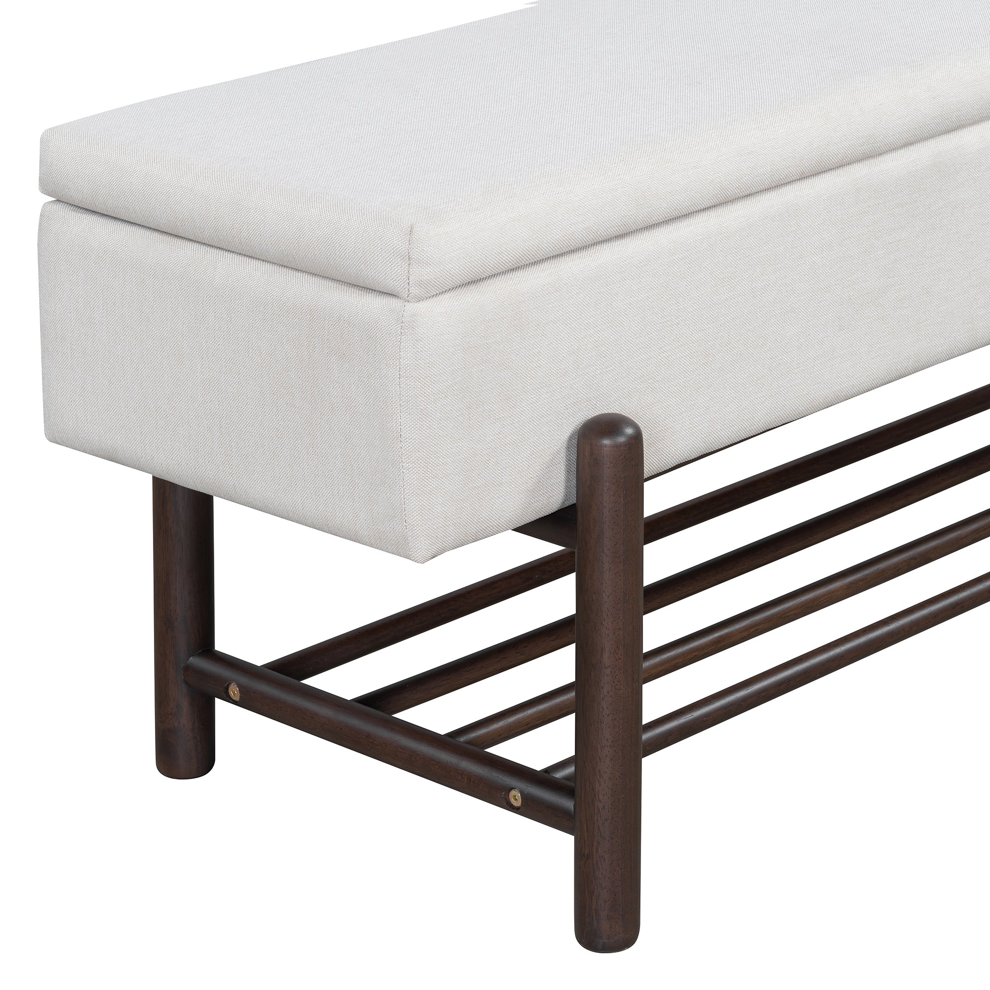 TREXM Farmhouse Upholstered Storage Bench with Hidden Compartment, Modern Entryway Bench for Living Room, Entryway, and Hallways (Espresso)