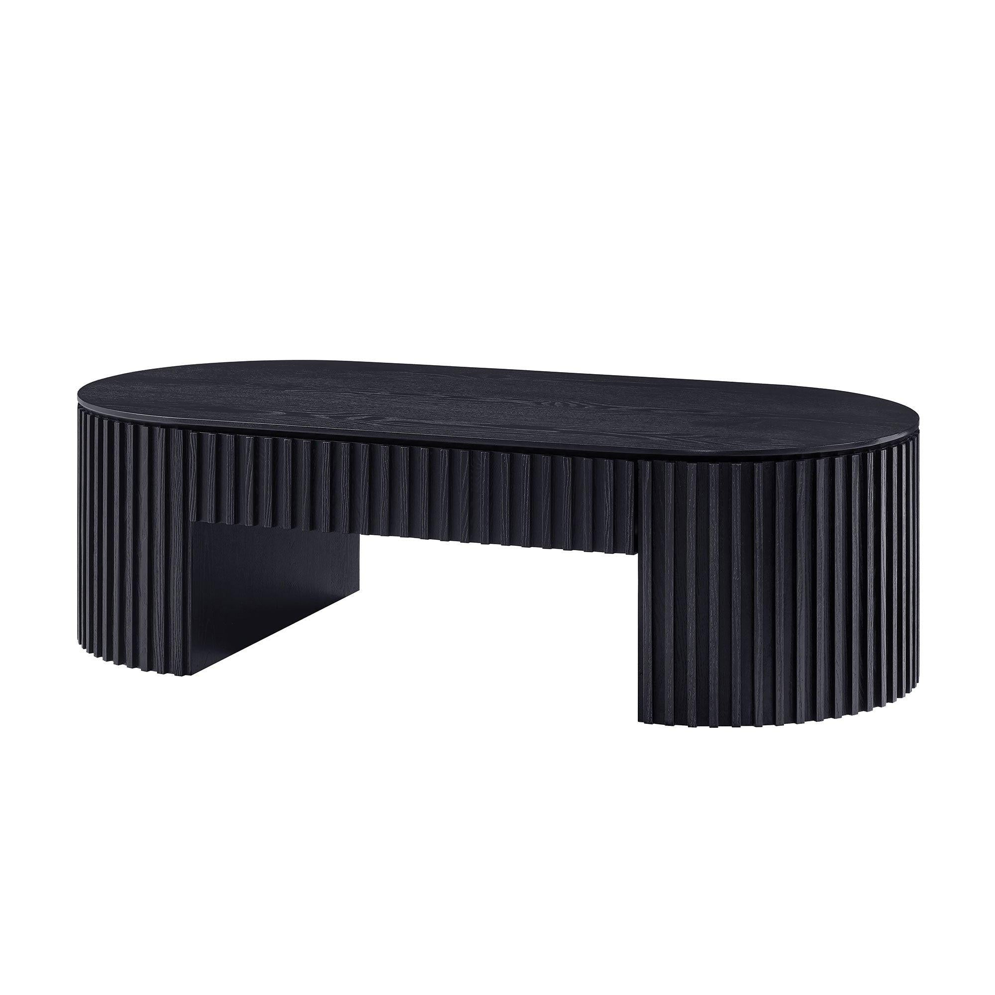 51.18'' Oval Coffee Table with Drawer for Modern Living Room.