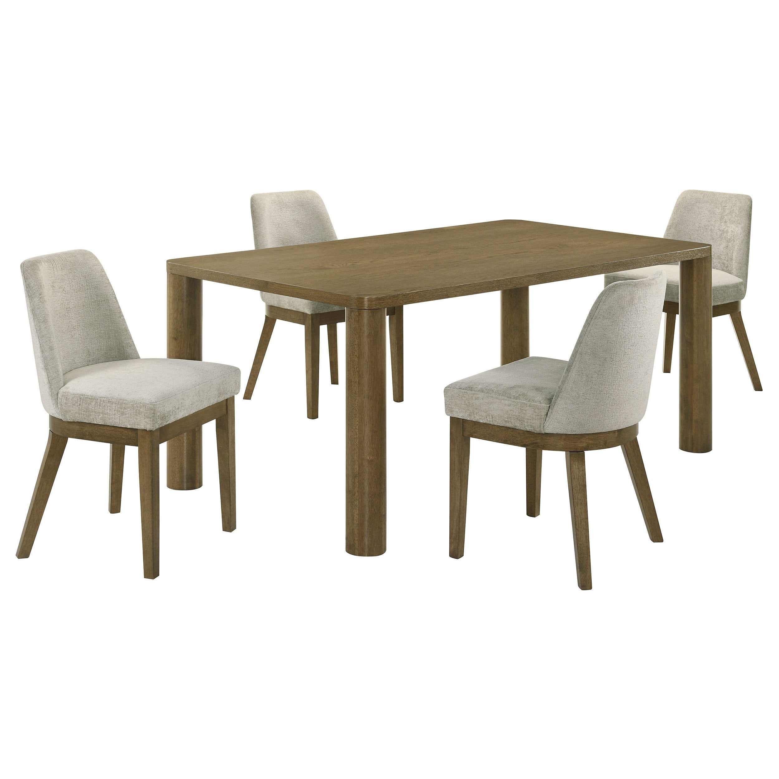 Bryant 5-Piece Rectangular Dining Set in Brown Oak and Light Tan