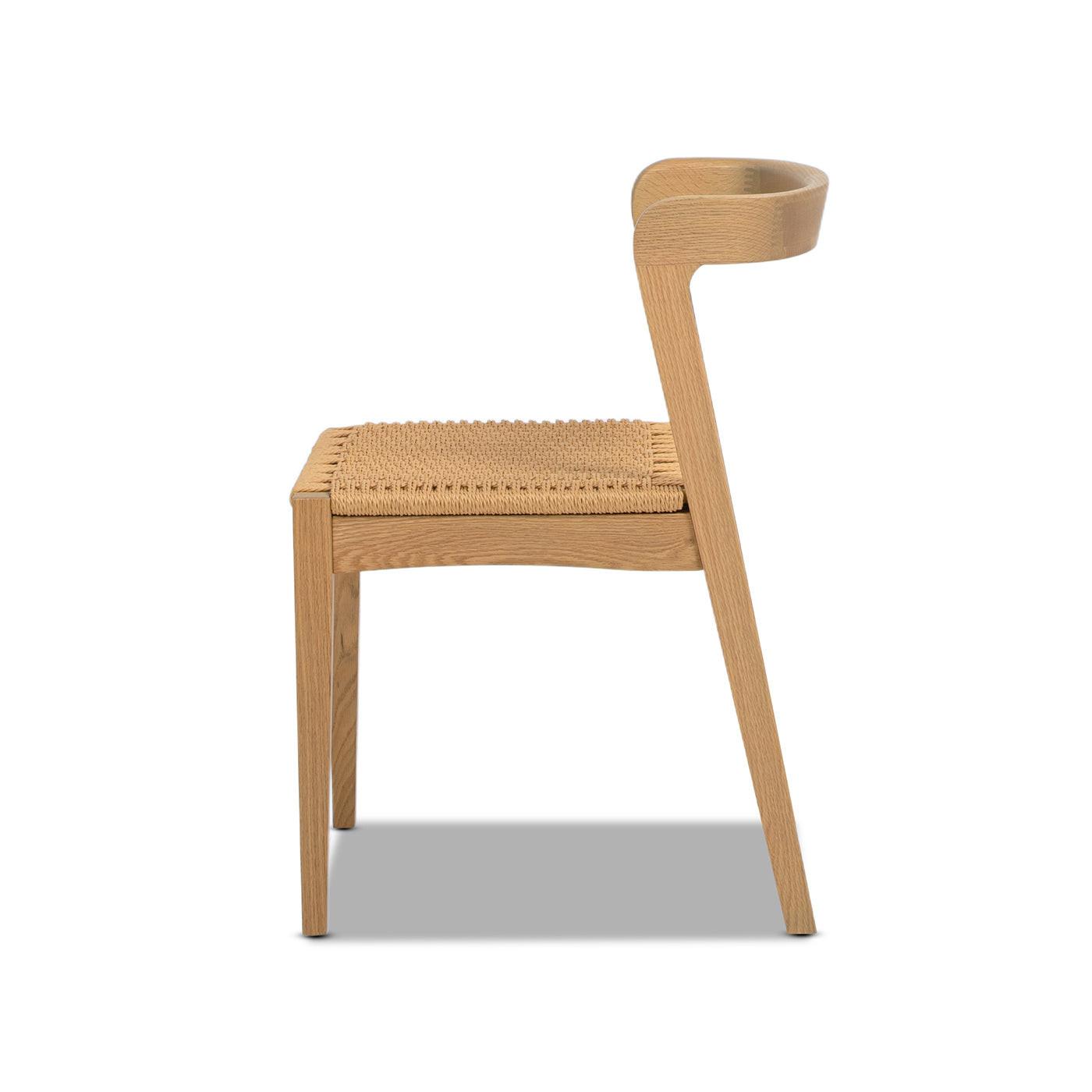 Capri Woven Seat Oak Wood Dining Chair Natural Brown Red Oak.