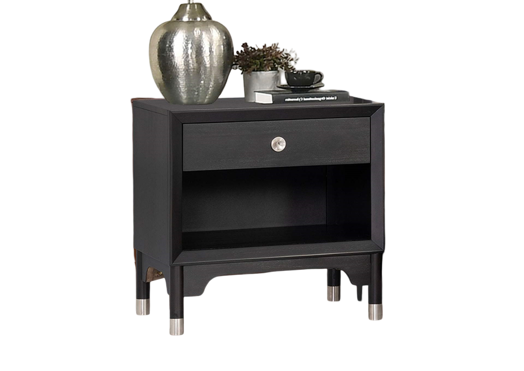 Mid-Century Modern Nightstand with USB Charging Port.