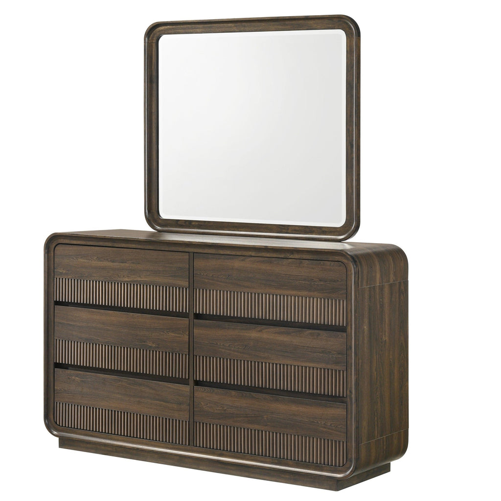 Mid-Century Dresser with Storage and Rounded Edges.