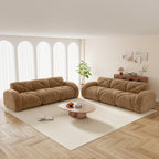 Camel 6-Seater Velvet Sofa Set with High-Density Foam Comfort