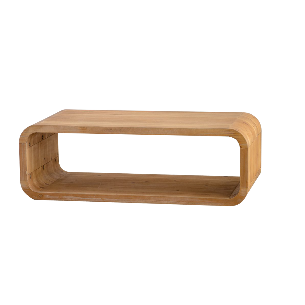 Light Wood Coffee Table with Open Storage for Living Rooms.