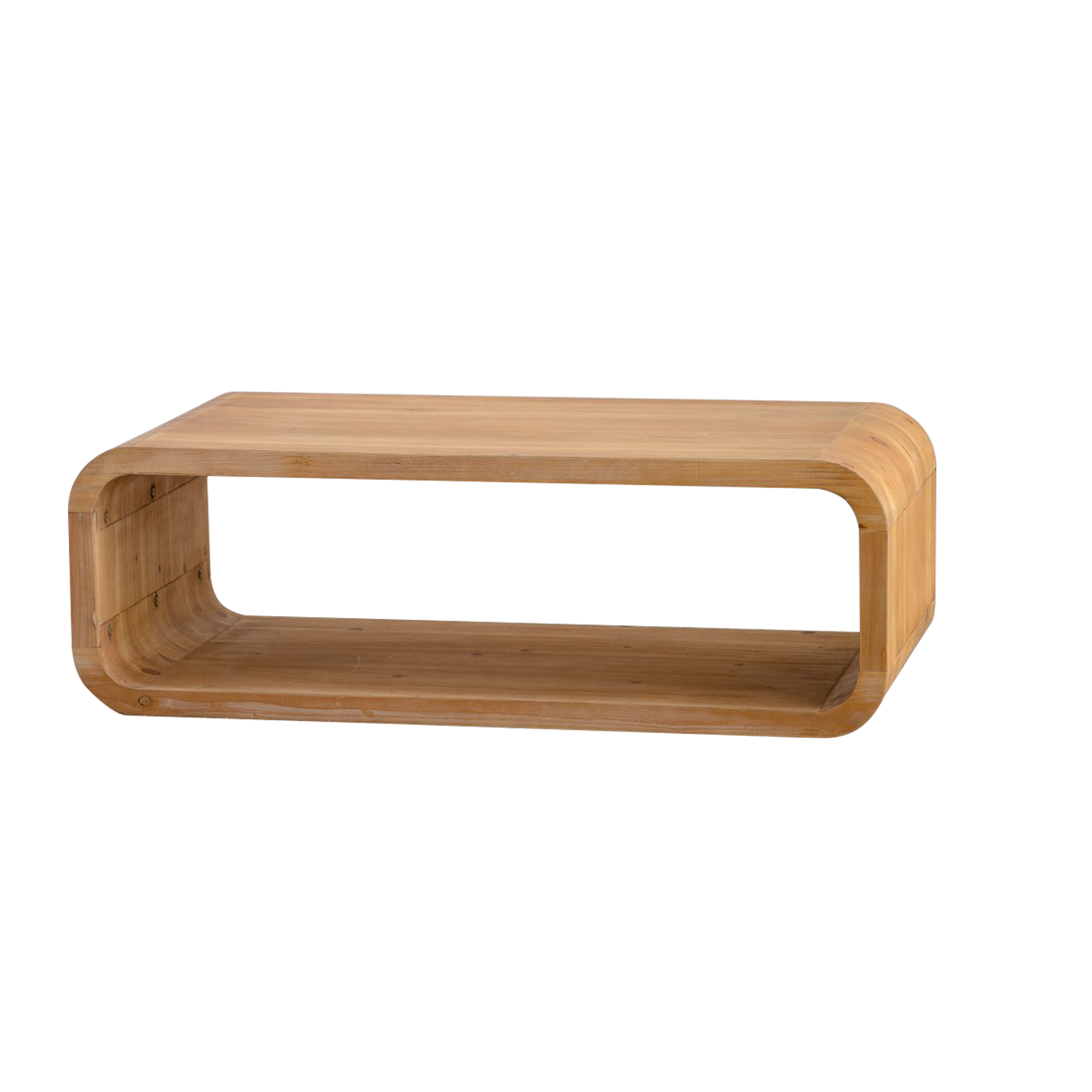 Light Wood Coffee Table with Open Storage for Living Rooms.