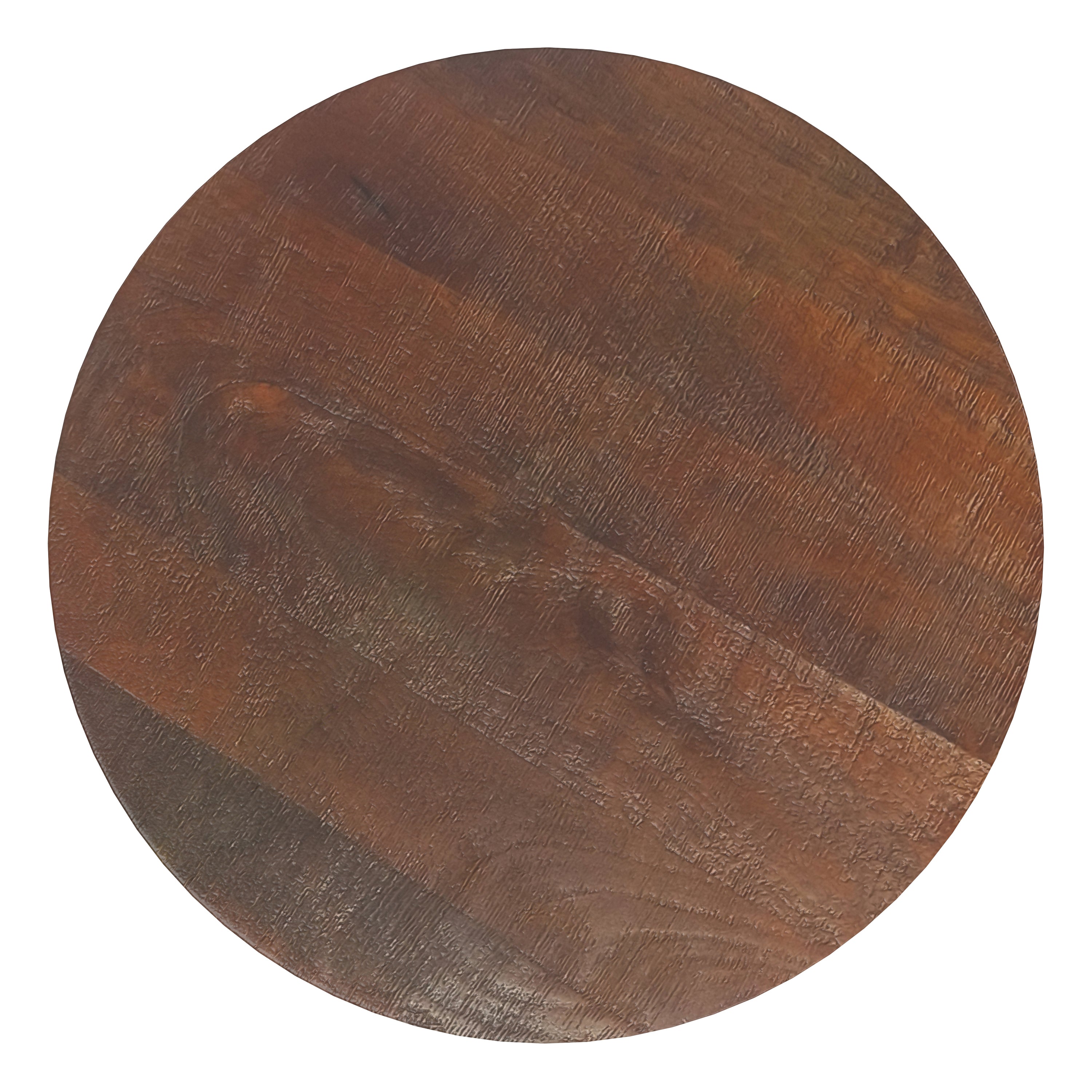 Top-down view of Boyd 16 inch Mango Wood Accent Table highlighting the smooth, circular tabletop in dark brown.