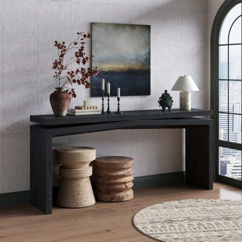 65-Inch Rustic Solid Wood Console Table for Entryways.