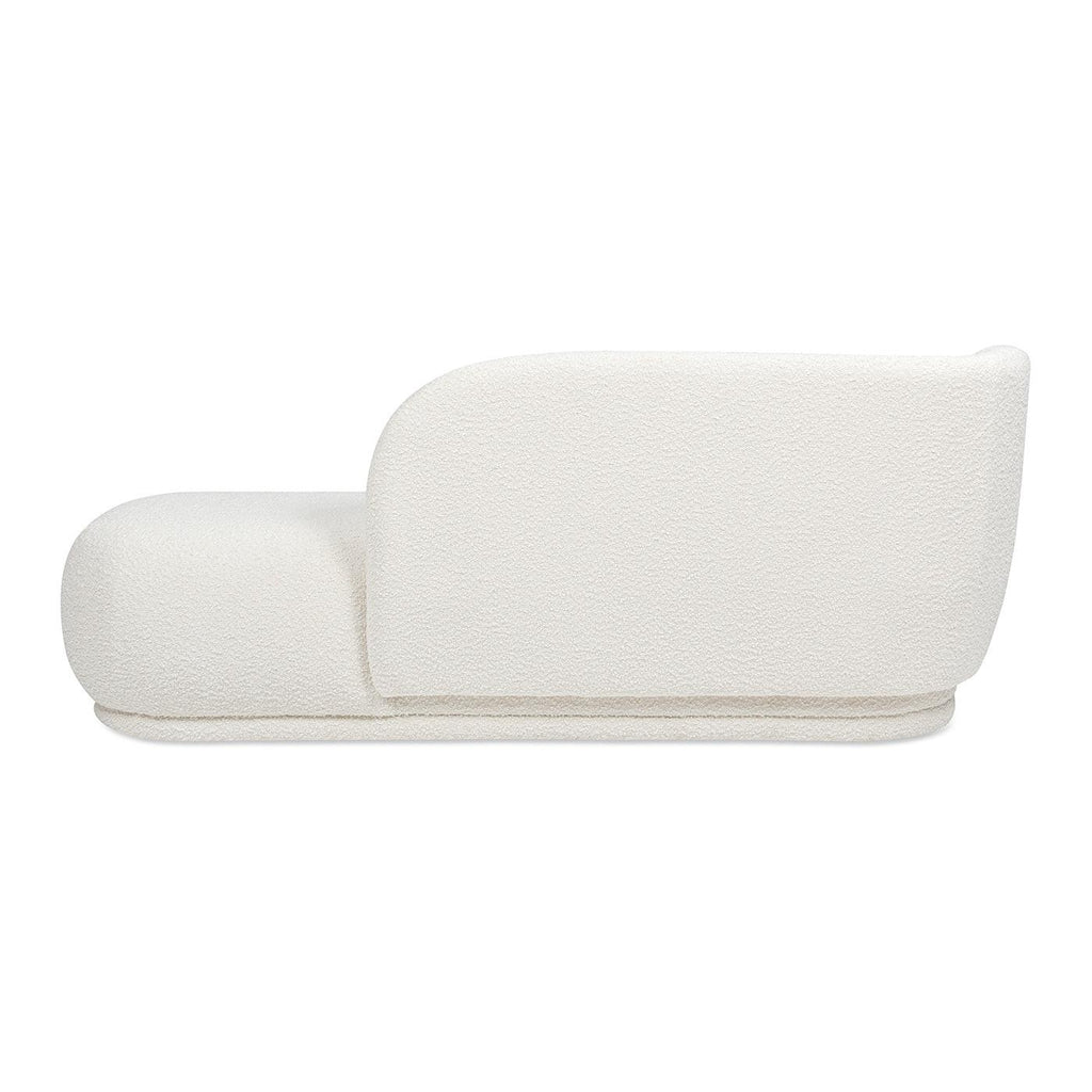 Aire 75' Modern Chaise Lounge in White Boucle.